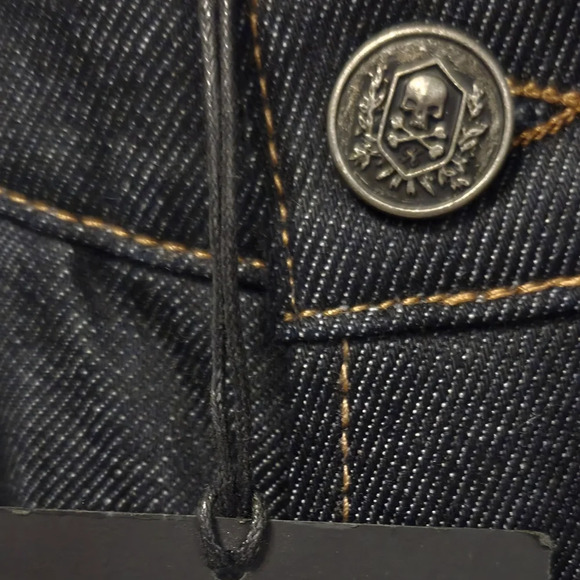 Kooples Blue Brut Straight Jeans Classic Fit- Awesome "SKULL" Detail On Pocket - Picture 3 of 7